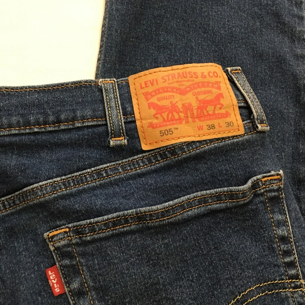 Levi's 505 Regular Fit Jeans Mens 38x30 Blue Straight Leg